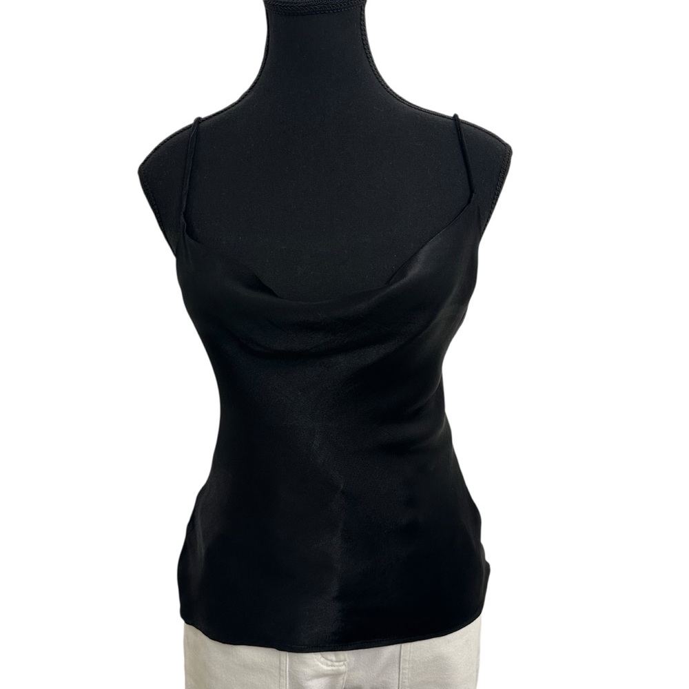 Zara Black Satin Cowl Neck Camisole Top size XS